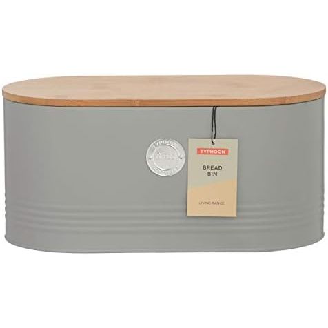 Typhoon Living Grey Bread Bin with Bamboo Lid - Stylish Storage for Fresh Bread - Home Deco London