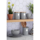 Typhoon Living Grey Coffee Storage featuring a natural bamboo lid for sustainable design.