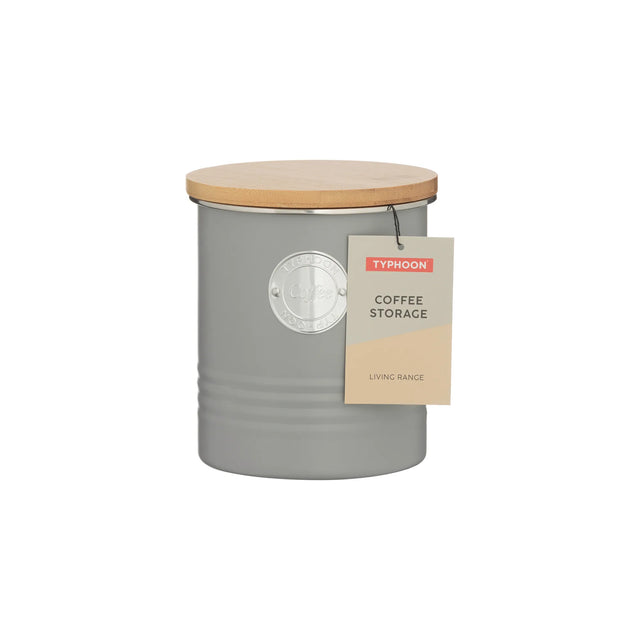 Typhoon Living Grey Coffee Storage with silver badge, perfect for modern kitchens.