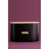Typhoon Otto Black Bread Bin with Breathable Bamboo Lid, 10.5L Capacity, Matt Black Design - Home Deco London