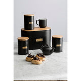 Typhoon Otto Black Bread Bin with Breathable Bamboo Lid, 10.5L Capacity, Matt Black Design - Home Deco London