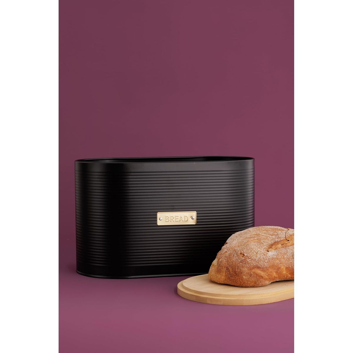 Typhoon Otto Black Bread Bin with Breathable Bamboo Lid, 10.5L Capacity, Matt Black Design - Home Deco London