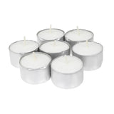 Close-up of unscented tealight candles showcased for elegant ambiance, perfect for any occasion.