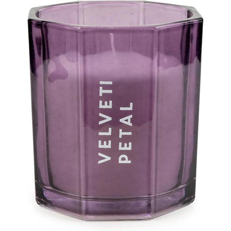 Velvet Petal Scented Small Candle Purple Glass Holder - Home Deco London