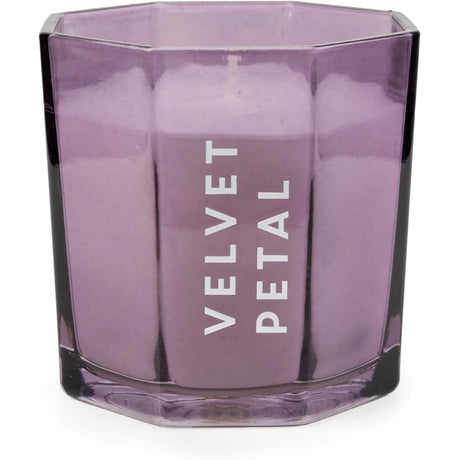 Velvet Petal Scented Large Candle Purple Glass Holder - Home Deco London