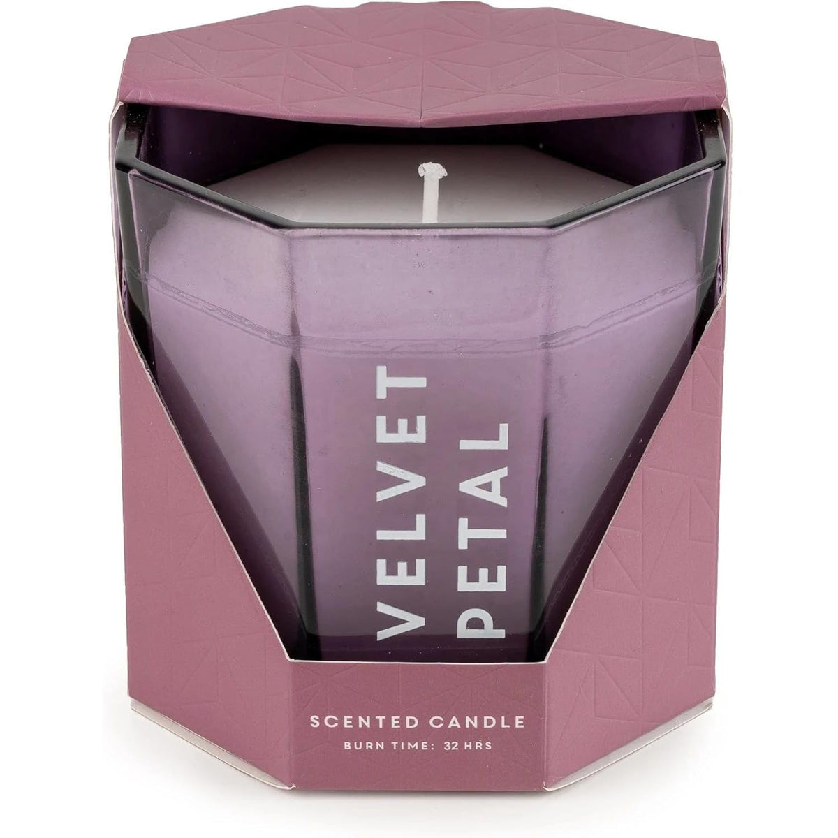 Velvet Petal Scented Large Candle Purple Glass Holder - Home Deco London