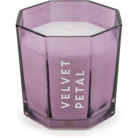 Velvet Petal Scented Large Candle Purple Glass Holder - Home Deco London