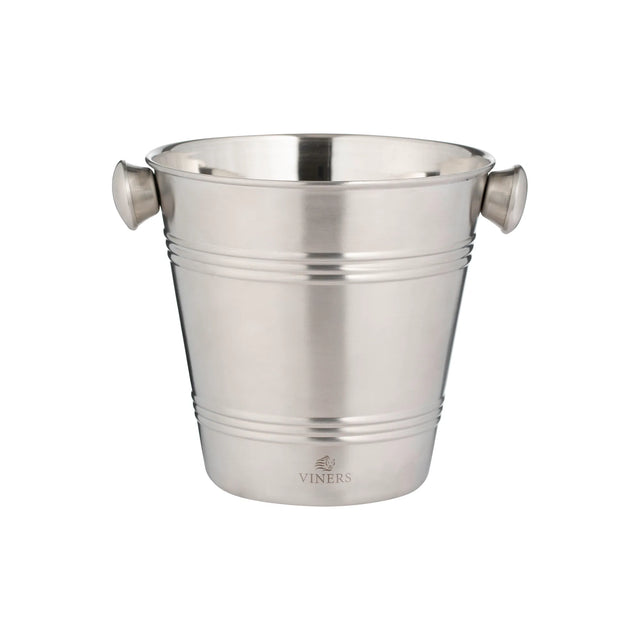 Viners 1 Litre Ice Bucket Stylish Brushed Silver with Handles - Home Deco London