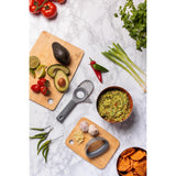 Easy to clean Viners 3 In 1 Avocado Tool on a kitchen counter, emphasizing that it's a convenient avocado cutting tool.