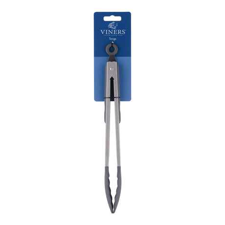 Viners 34cm Stainless Steel Kitchen Tongs with Silicone Tips - Home Deco London