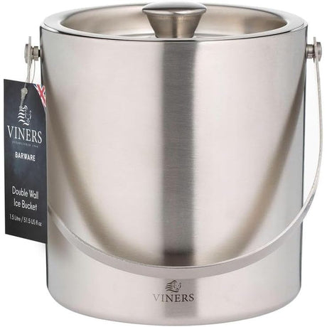 Viners Double Wall Ice Bucket, 1.5L Stainless Steel - Home Deco London