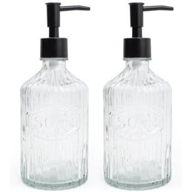 Olives Vintage Soap Dispenser Set of Two Transparent - Home Deco London