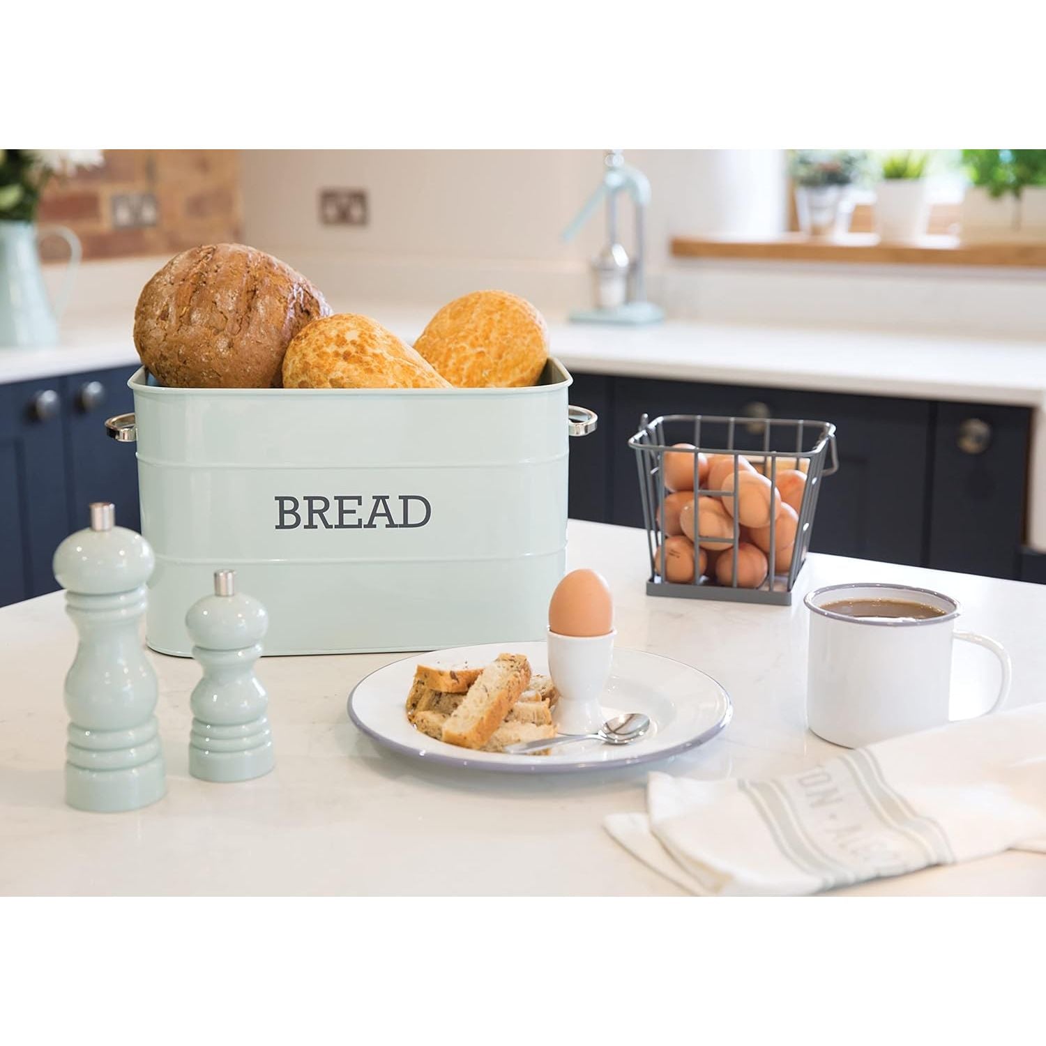 Living Nostalgia Vintage Blue Bread Bin - Home Deco London