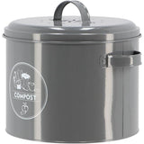 Vintage Grey Metal Compost Bin with Charcoal Filter - Home Deco London