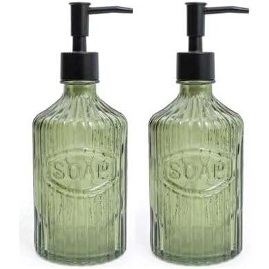 Olives Vintage Soap Dispenser Set of Two Green - Home Deco London