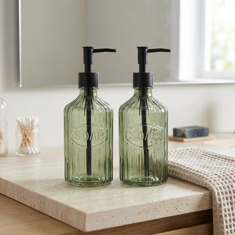 Olives Vintage Soap Dispenser Set of Two Green - Home Deco London