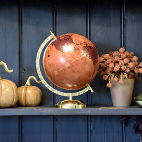Vintage Terracotta and Gold World Globe - Home Deco London