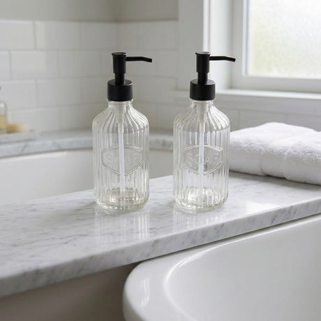 Olives Vintage Soap Dispenser Set of Two Transparent - Home Deco London