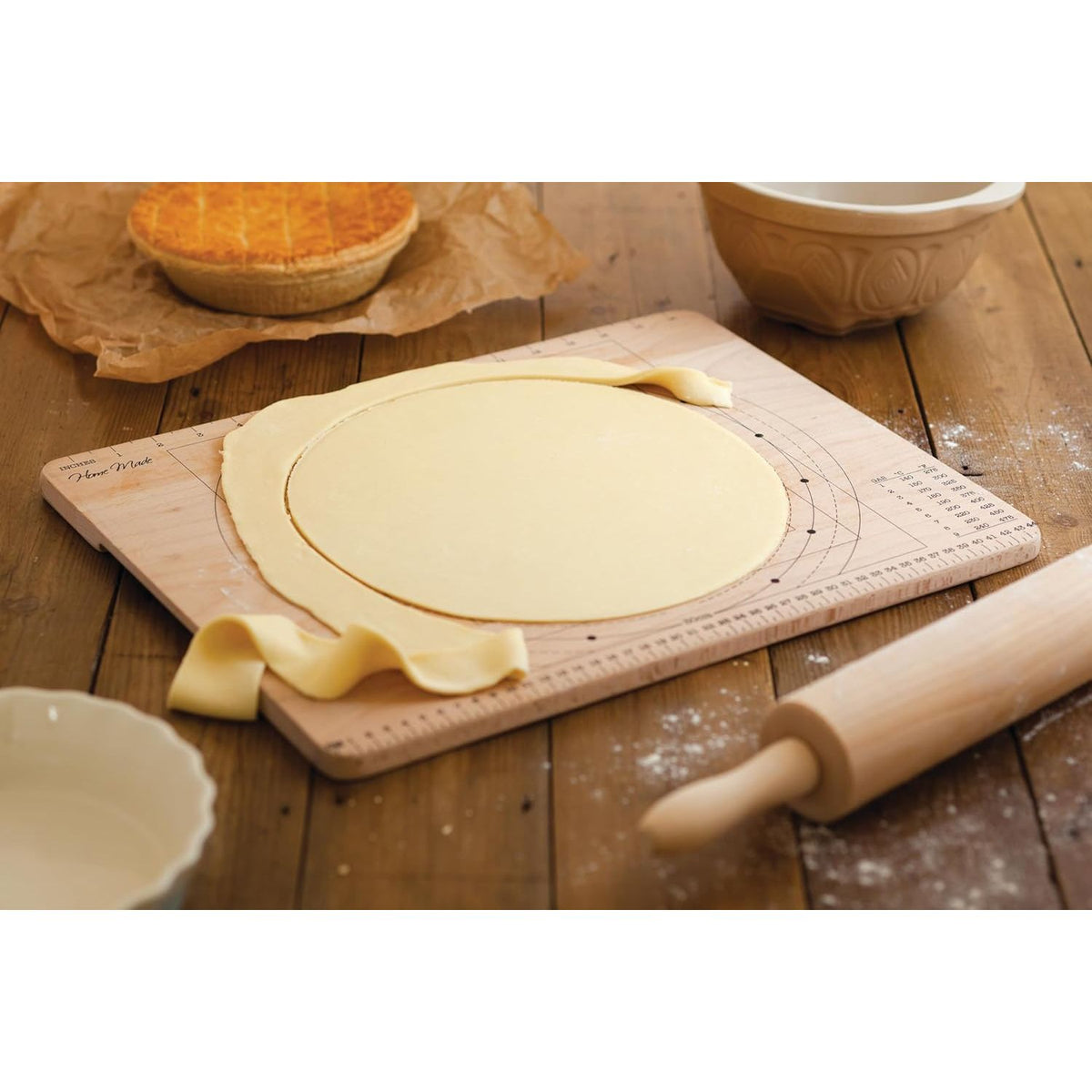 Home Made Wooden Pastry Board with Measurement Markings - Home Deco London