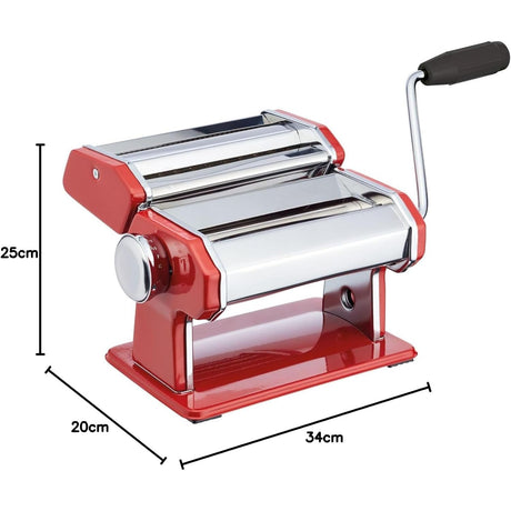 World of Flavours Stainless Steel Pasta Maker Machine Red - Home Deco London