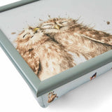 The Wrendale Designs The Twits Cushioned Lap Tray perfect for enjoying meals or reading in comfort with a whimsical owl design.