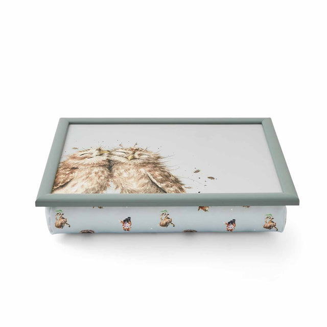 Wrendale Designs The Twits Cushioned Lap Tray featuring charming owls for a delightful dining experience on your sofa.