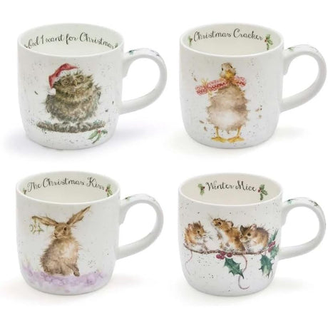 Wrendale Designs Royal Worcester Christmas Set of 4 Fine Bone China Mugs