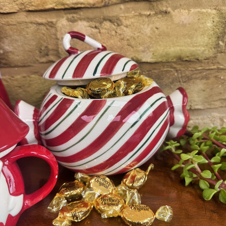 Christmas Ceramic Candy Food Storage Jar Red/White 20cm