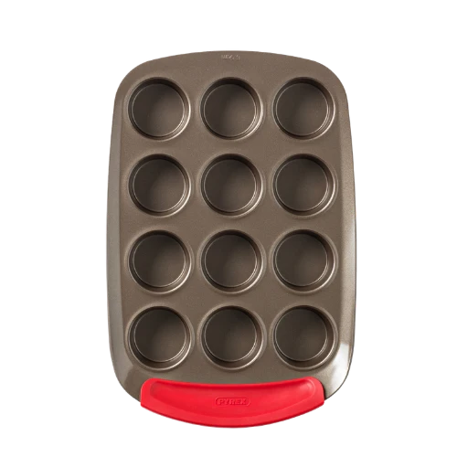 Pyrex asimetriA Metal Muffin & Cupcake Tray with Silicone Handle 12 Cups