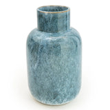 Short Neck Reactive Blue Glaze Vase 25cm - Home Deco London