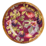 Large Mango Wood Bowl Fig & Pomegranate Design