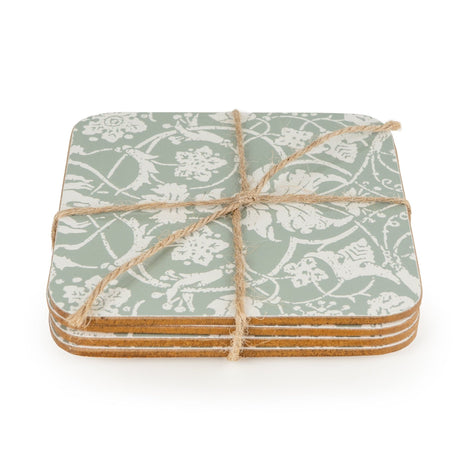 Jeff Banks Set of 4 Coasters - Jacquard Sage Green - Home Deco London