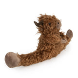 Close-up of the Excluder - Highland Cow featuring plush horns and a friendly face, perfect for highlighting the highland cow draught excluder's rustic appeal.