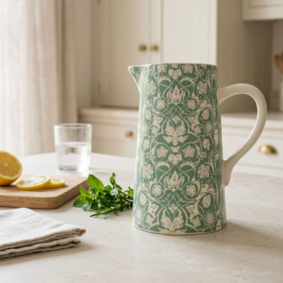 Jeff Banks Large Sage Green Jug Jacquard Design - Home Deco London
