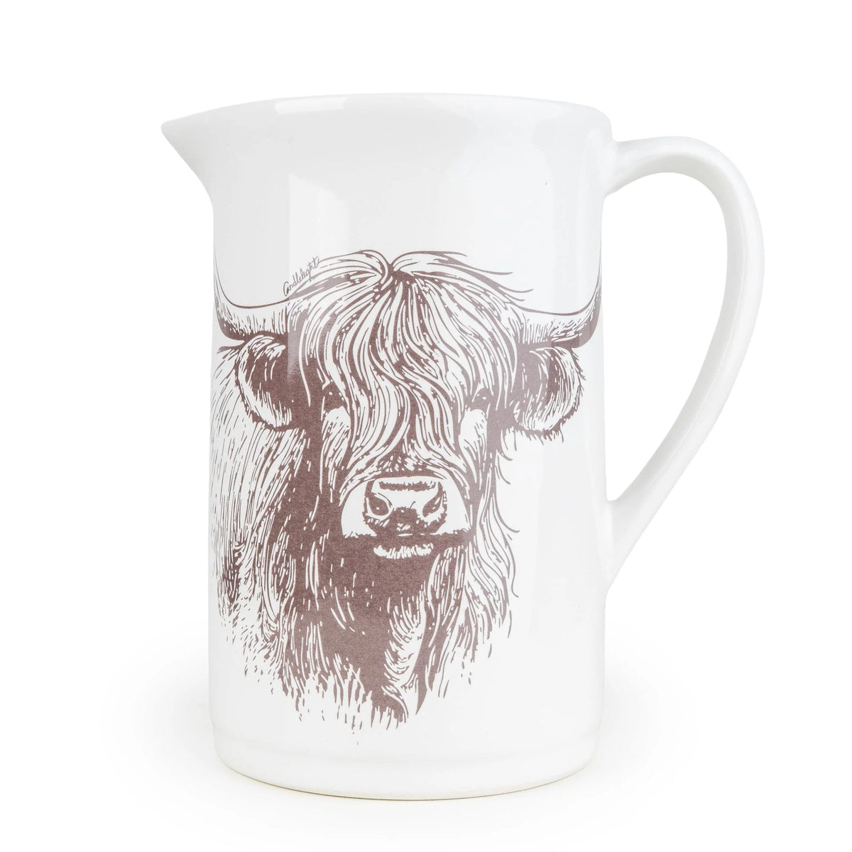 Highland Cow Jug Ceramic Pitcher with Longhorn Motif - Home Deco London