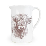 Highland Cow Jug Ceramic Pitcher with Longhorn Motif - Home Deco London