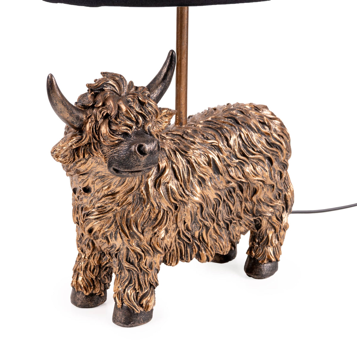 The dimensions of the Highland Cow Desk Light, illustrating its perfect size for bedside units or side tables, enhancing your home decor as a lovely highland cow lamp.