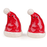Santa Hat Salt and Pepper Pots Set, Red and White Ceramic