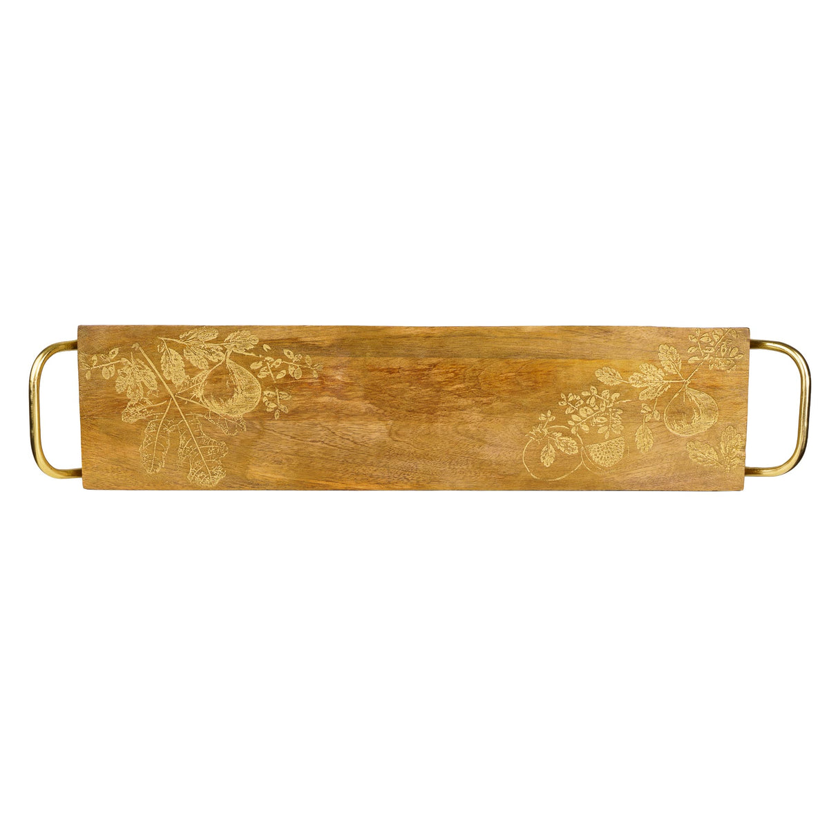 Long Serving Board with Gold Handles, Fig & Pomegranate