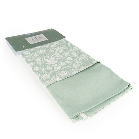 Jeff Banks Set of 2 Printed Tea Towels - Elegant Floral Jacquard in Sage Green - Home Deco London