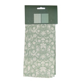 Jeff Banks Set of 2 Printed Tea Towels - Elegant Floral Jacquard in Sage Green - Home Deco London