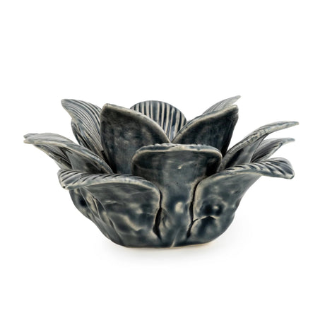 Daffodil Tealight Holder Blue Ceramic Design - Home Deco London