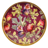 Gold Metal Round Tray Fig & Pomegranate Design