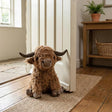 Highland Cow Doorstop Soft Faux Fur Rustic Decor - Home Deco London