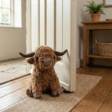 Highland Cow Doorstop Soft Faux Fur Rustic Decor - Home Deco London