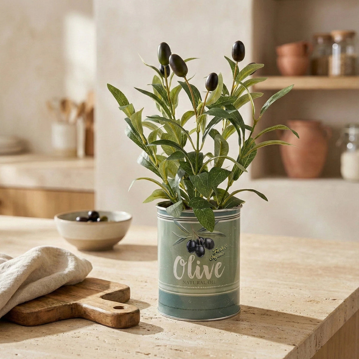 Artificial Indoor Olive Tree in Tin Pot