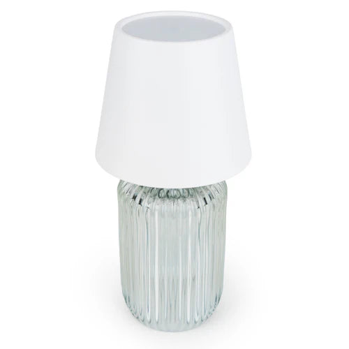 Clear ridged glass table lamp, ideal for adding ambience to your living space.
