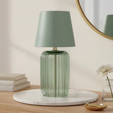 Ridged Glass Table Lamp - Green is a stylish green table lamp perfect for living room décor.