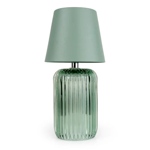 Stylish setup featuring the Ridged Glass Table Lamp - Green, a versatile green table lamp for any décor.