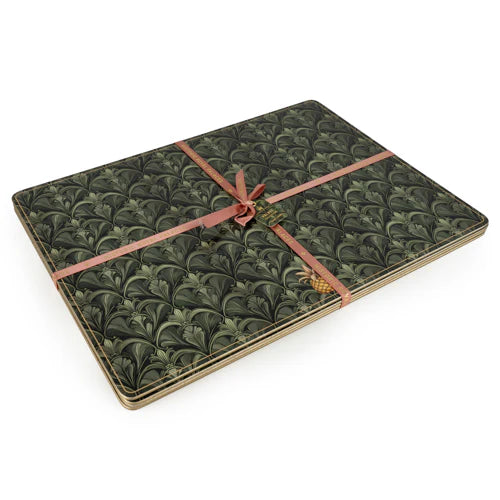 Art Deco Inspired Green Scalloped Design Placemats Set of 4 - Home Deco London